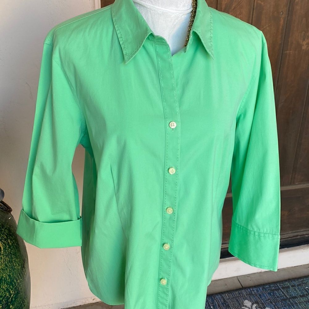 Liz Claiborne 3/4 sleeves button front cotton/Lycra blouse size 14